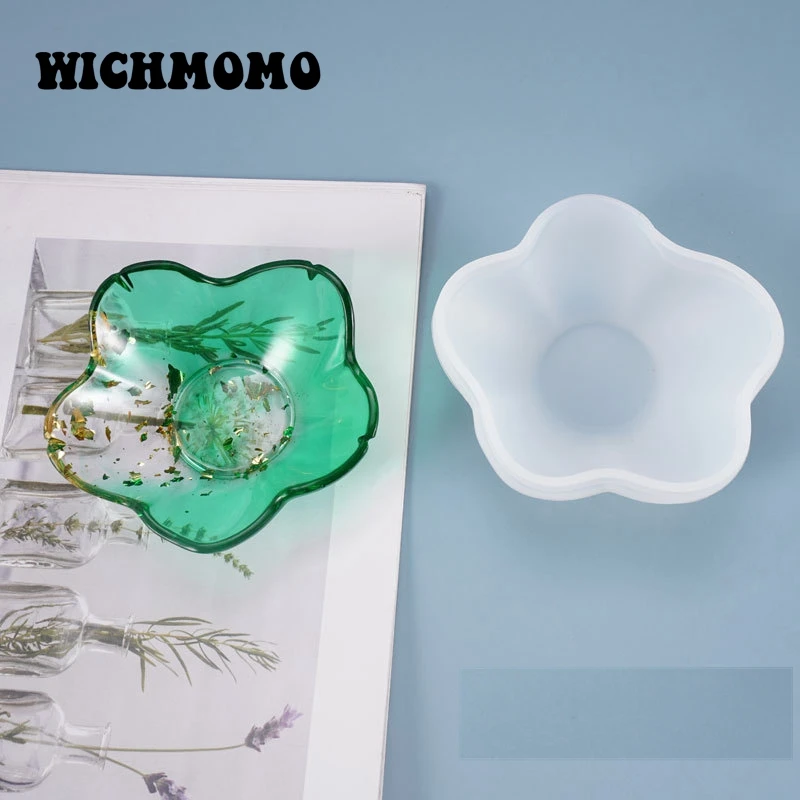 

2021 New 1PCS Transparent UV Resin Liquid Silicone Flowers Saucer Coaster Molds for Diy Making Put Jewelry Accessories