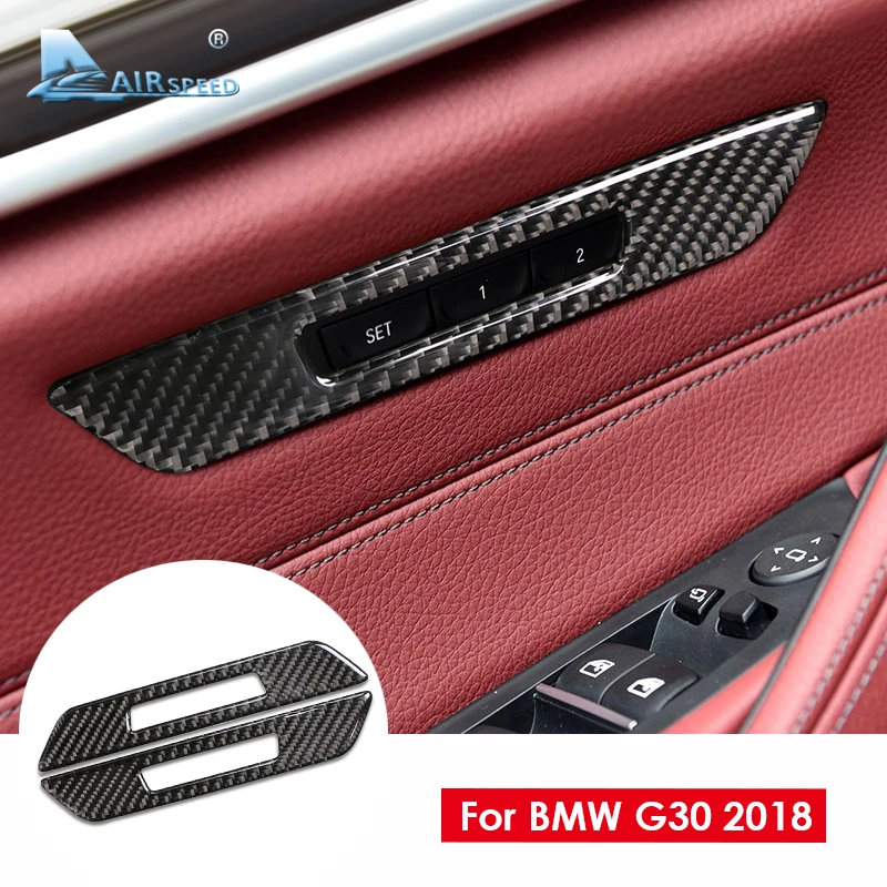 

AIRSPEED 2 шт. углеродное волокно для BMW 5 серии G30 2016-2021 внутренняя отделка кнопки регулировки переднего сиденья автомобиля рамка наклейка