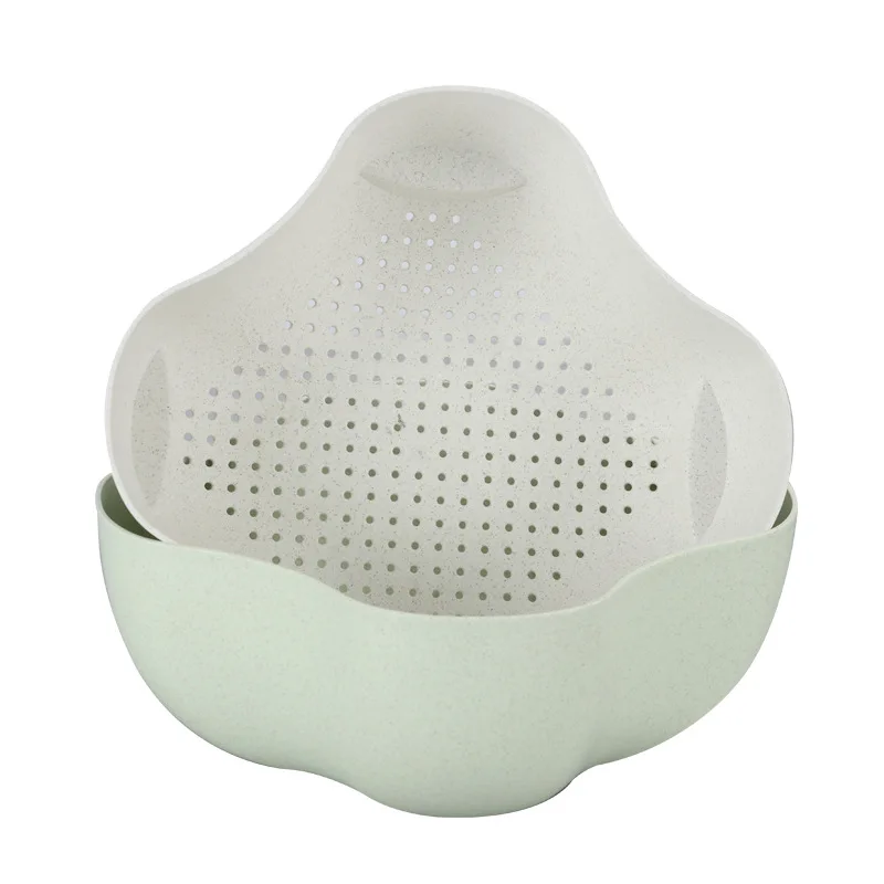 Double Drain Basket Bowl Washing Storage Strainers Bowls Drainer Vegetable Kitchen Colander Supplies | Дом и сад