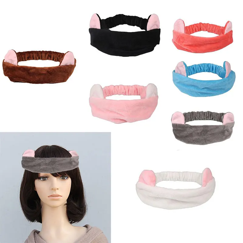 Повязка на голову с кошачьими ушками повязка для волос купания эластичная йоги