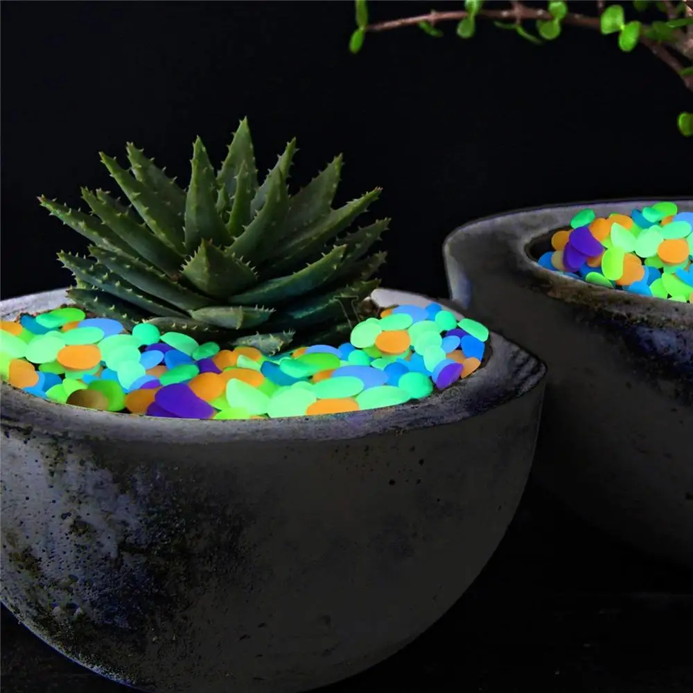 

100/500 PCS Garden Decoration Glow In The Dark Stones Glowing Decorative Pebbles Outdoor Fish Tank Luminous Stones for Aquarium