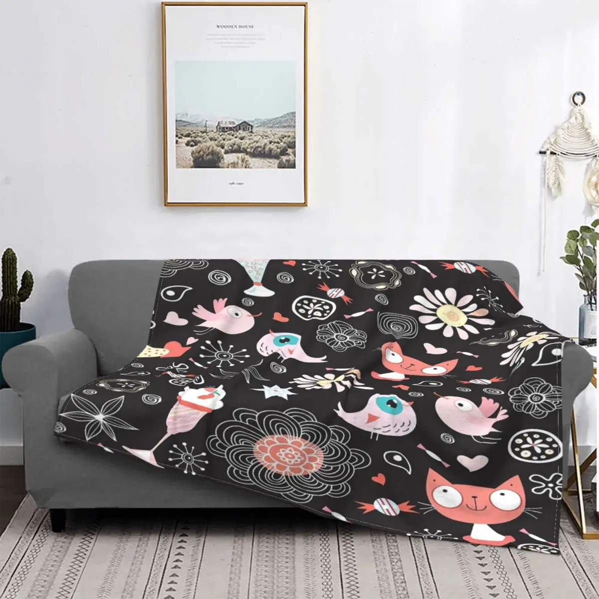 

Manta de gato a la moda para decoración del hogar, edredones a cuadros de Anime, mantas para bebé, 36 unidades