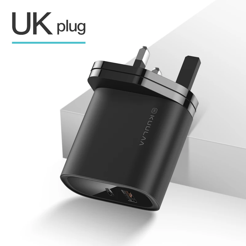 UK Black KUULAA Quick Charge 4,0 3,0 36 Вт USB зарядное устройство PD 3,0 Supercharge Быстрая зарядка зарядное устройство для телефона для Xiaomi Mi 9 8 iPhone X XR XS Max - Тип штекера: UK Black