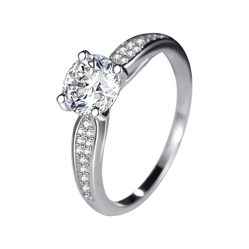 

925 серебряный цвет 1 карат бриллиантовое кольцо для женщин Anillos свадебное Bizuteria Натуральный топаз драгоценный камень 925 ювелирные кольца с бр...