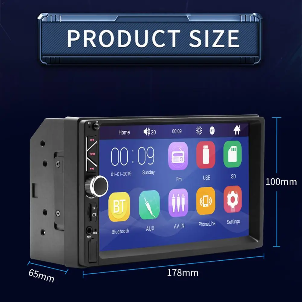 7 дюймов Bluetooth стерео радио сенсорный экран плеер 2Din HD Mp5 плеер Поддержка s для IOS/Android телефон Поддержка зеркальное соединение