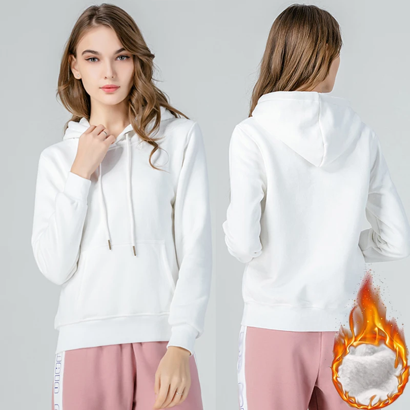

Women's Hoodies Thick Hooded Solid Warm Pullovers Hoodies Sweatshirts Autumn Winter Female rack suit Harajuku Loose Tops