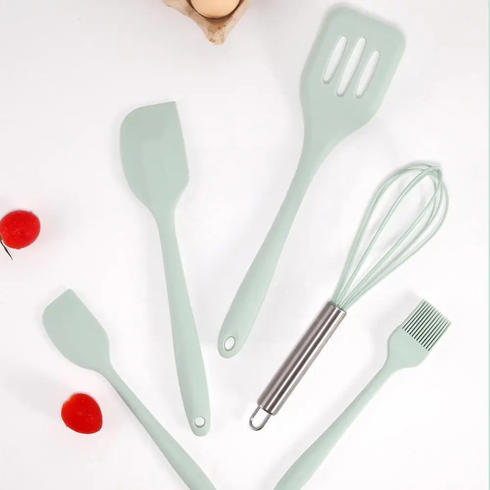 

2021 New Non-stick Pan Slotted Spatula Brush Baking Set Kitchenware Whisk Tools Tool Food Grade Silicone 5-piece Cake Cooki N2z3