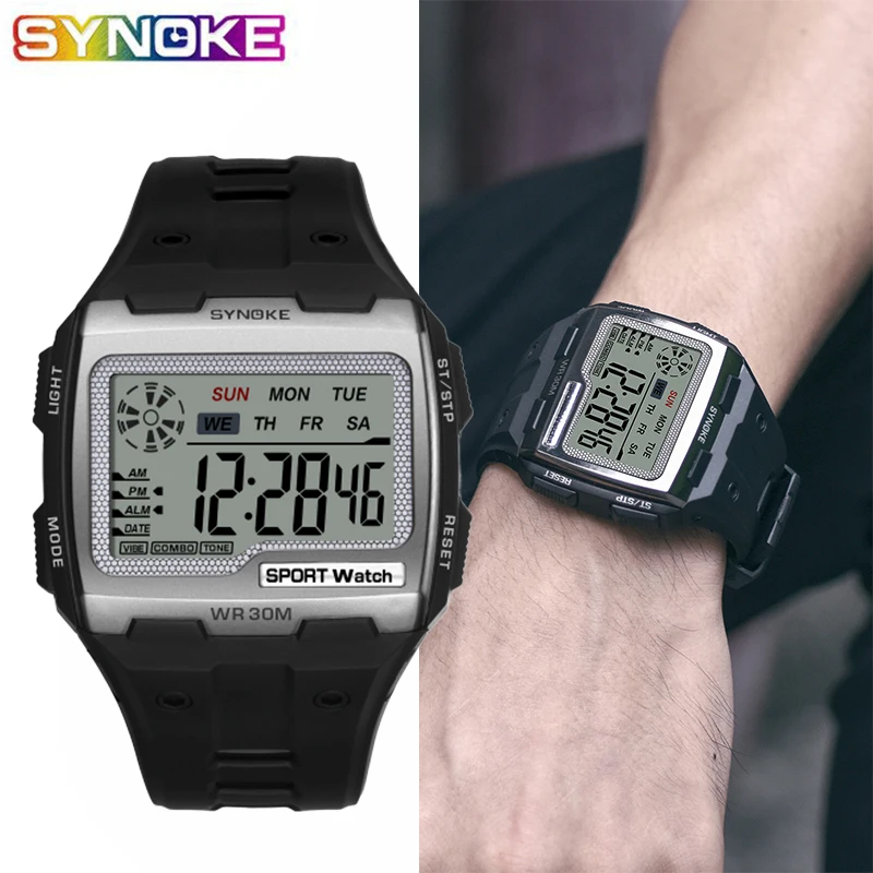 

SYNOKE Outdoor Sports Men's Watch Luxury Brand Famous Big Dial LED Digital Watches Male Clocks Men Wristwatch Relojes Deportivos