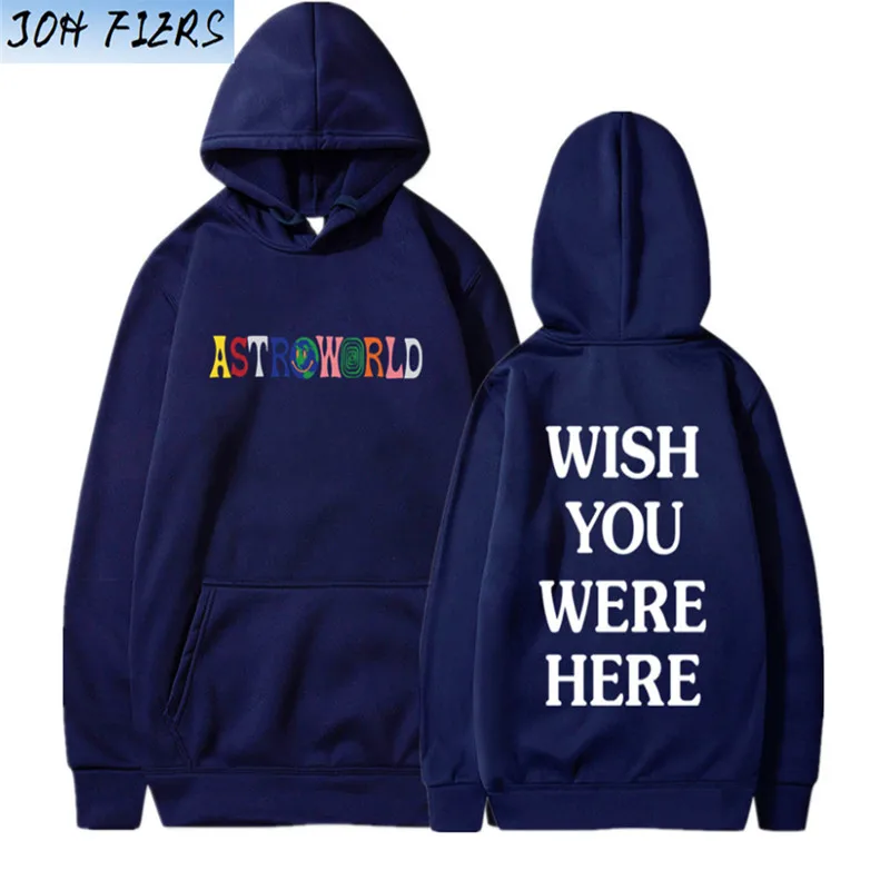 Новые толстовки с капюшоном с надписью «TRAVIS SCOTT ASTROWORLD WISH YOU WAS HERE», модная толстовка с капюшоном с надписью «ASTROWORLD», уличная одежда для мужчин и женщин, пуловер, толстовка - Цвет: dark blue