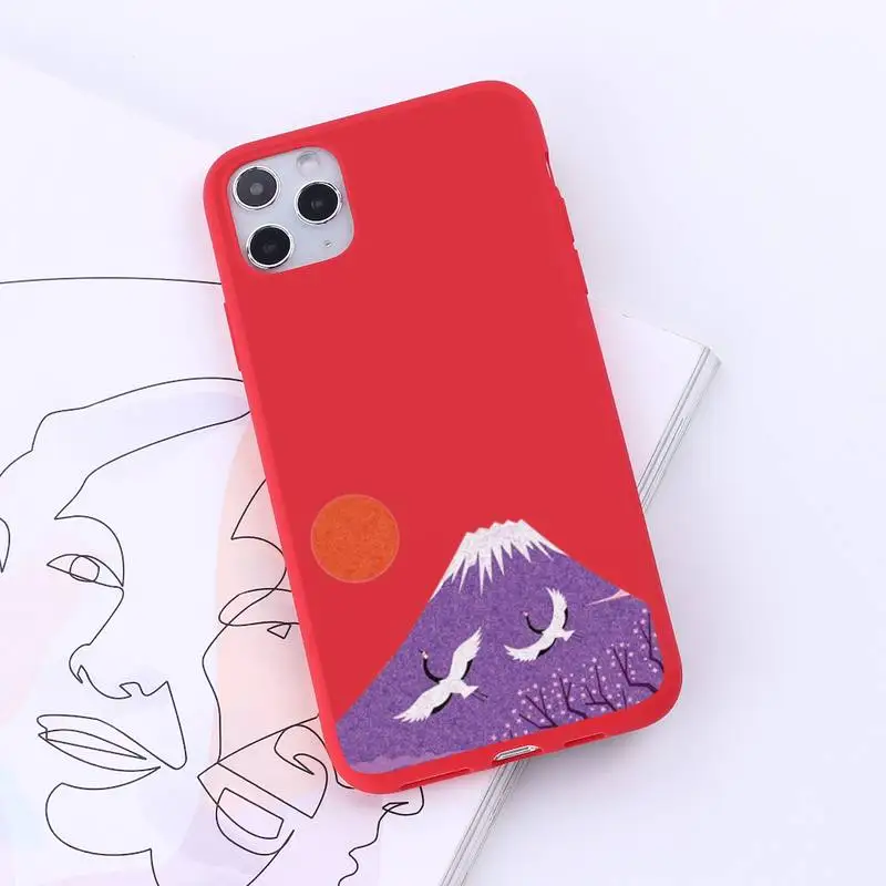 

Fuji Mountain Phone Case Red Candy Color for iPhone 6 7 8 11 12 s mini pro X XS XR MAX Plus