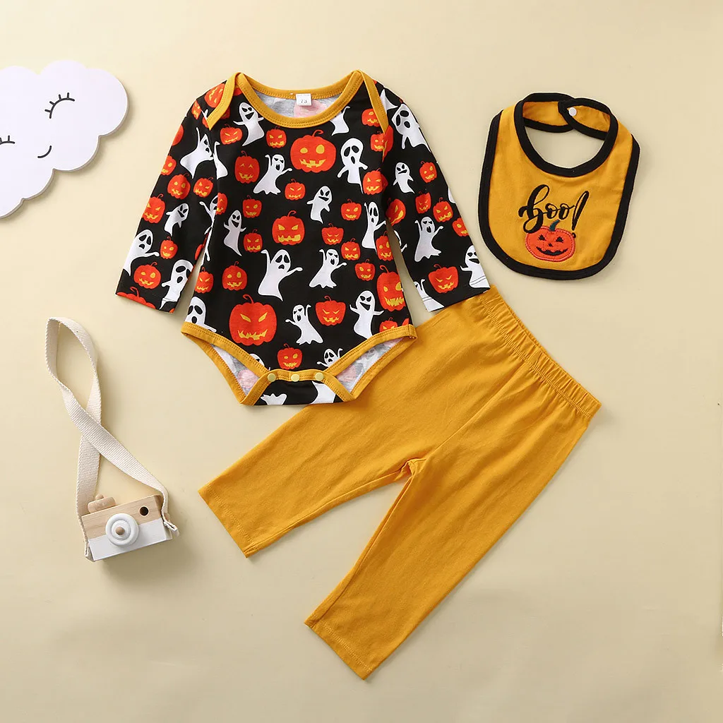 Детская осенняя одежда для новорожденных комбинезон с изображением тыквы