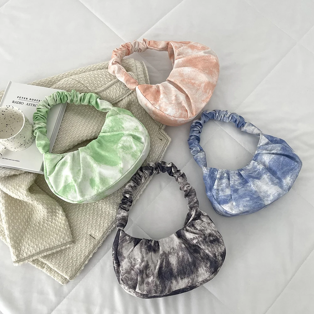 

Модная женская сумка, плиссированная Холщовая Сумка через плечо с принтом Tie Dye, 2021, повседневная женская летняя маленькая сумочка