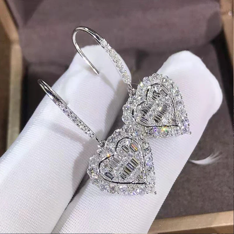 

3 AAA High-End Zircon 925 Silver Korean Earrings New Sparkling Heart-Shaped Ladies Fashion Jewelry Gift Free Shipping