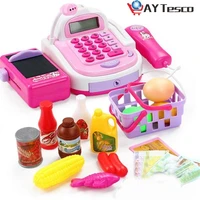 baby pretend play toys mini simulation supermarket cashier cash register counter foods kids role play game diy gifts for kids