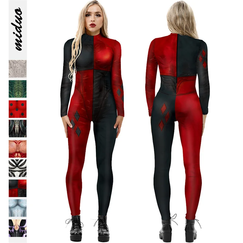 Cosplay Halloween Jumpsuit Clown Girl Digital Printing Women's Costume Long-Sleeved Steampunk Cyberpunk Fashion Clothes |