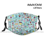 Многоразовая маска для лица, с фильтром Pm2.5, с принтом