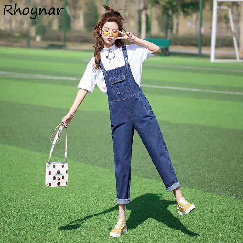 

Jumpsuits Women Fashion All-match Strap Students Korean Style Streetwear Loose Ankle-Length Leisure Vintage Spring Solid Simple