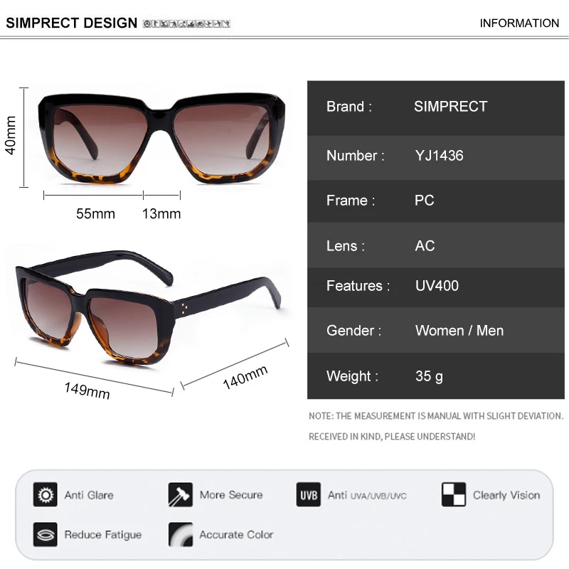 

SIMPRECT New Square Sunglasses Women 2020 Fashion Retro Sun Glasses Brand Designer Vintage Shades For Women lunettes de soleil