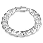 Мужские браслеты 12 мм браслет-цепочка из кубинской панцирной цепи серебро 925 пробы Роскошные модные ювелирные изделия мужской подарок ювелирные изделия gaabu