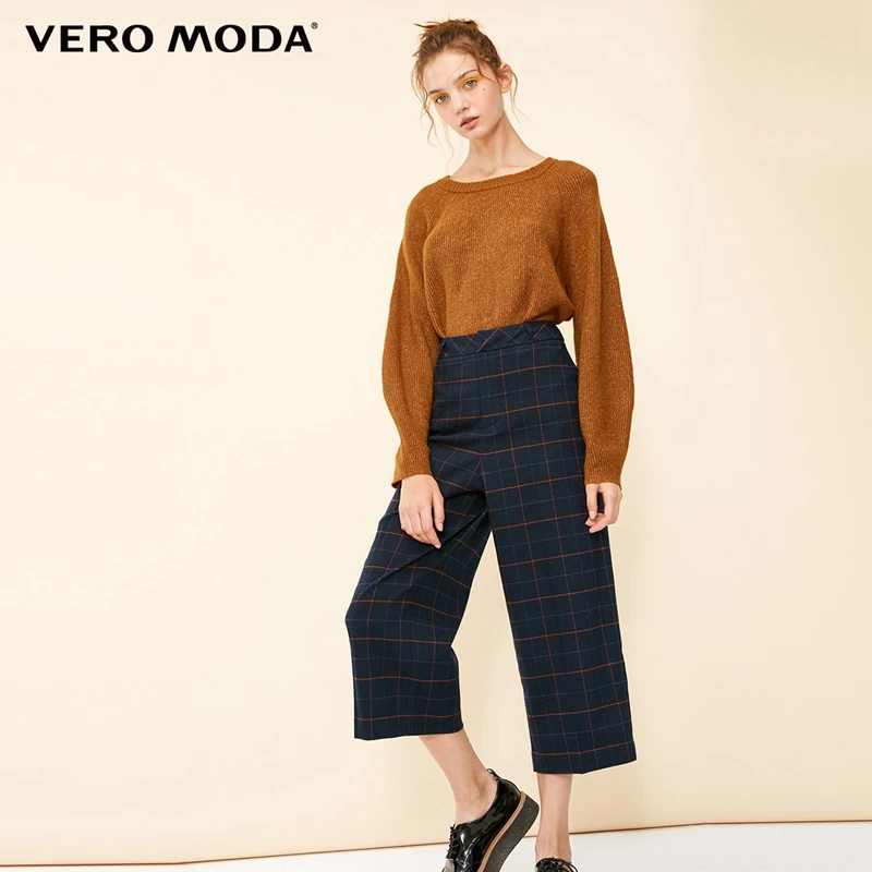 Vero Moda Новые брюки женские поступления повседневные клетчатые широкие укороченные брюки | 31836J528