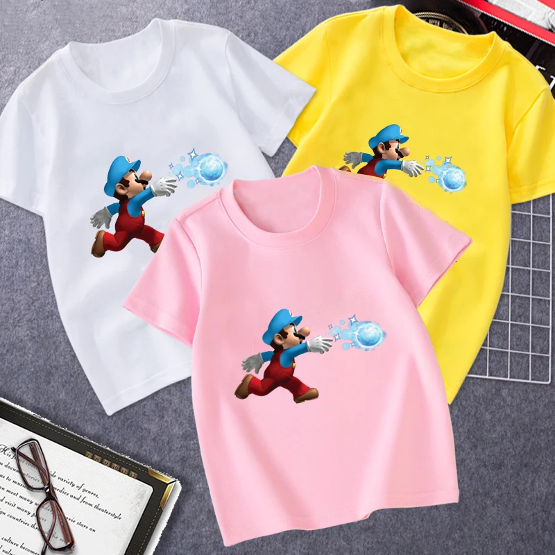 

Cartoon super mario yoshi Print Toddler Children T-shirts Kids Anime Summer Fashion Funny Tees Boys/Girls Tops Baby Clothing