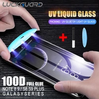 uv liquid curved full glue tempered glass for samsung galaxy s8 s9 s10 plus s20 s21 ultra note 8 9 10 20 screen protector film