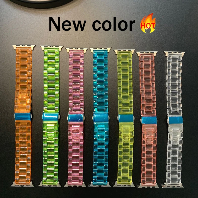

Прозрачный ремешок из смолы для Apple Watch Band 7 6 5 4 41 мм 45 мм 40 мм 44 мм iWatch series Band 3 2 38 мм 42 мм ремень спортивный браслет