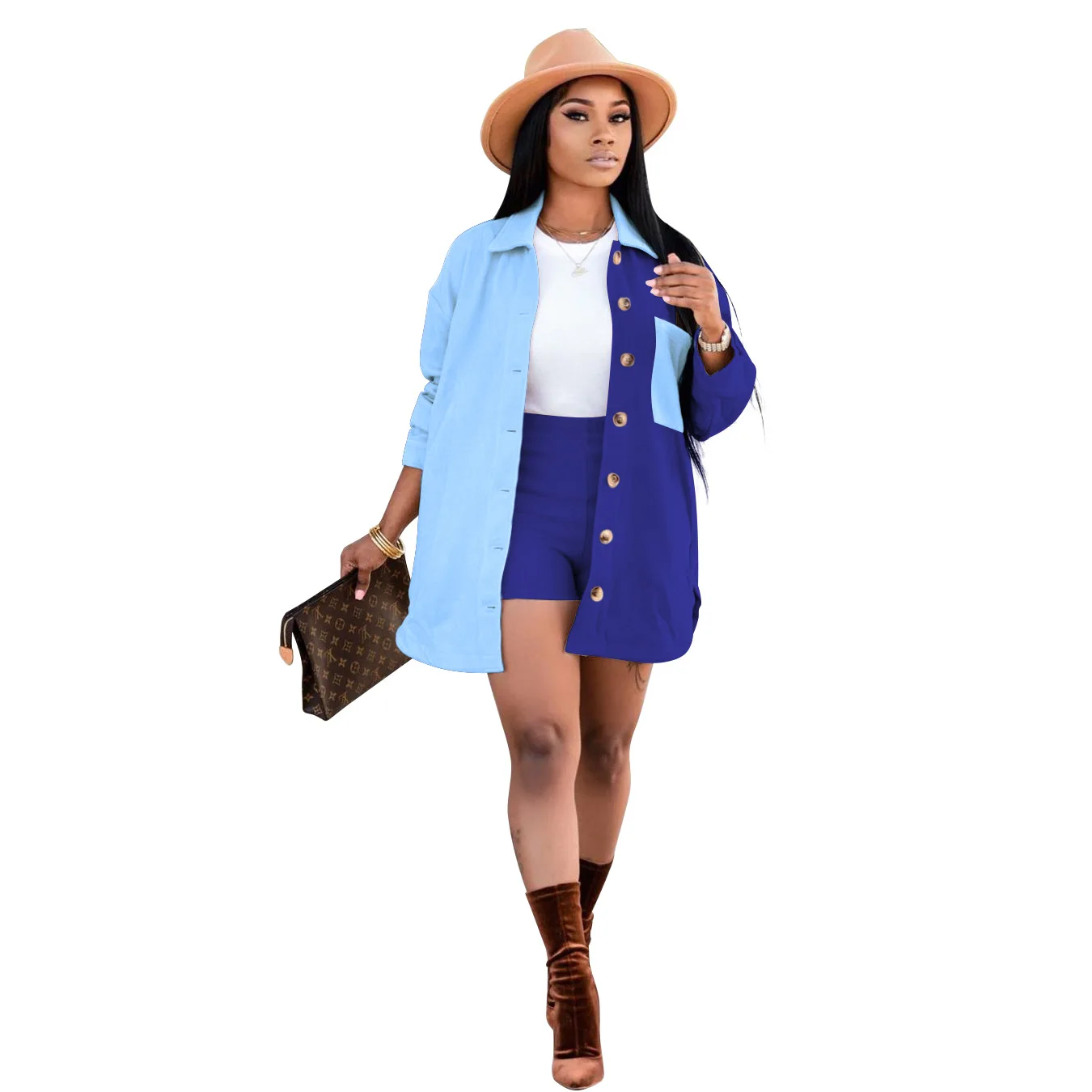 

2021 Autumn Winter Women Long Sleeve Woolen Coats Fashion Thick Patchwork Coat Female Shirts Streetwear Elegant Oversize Jacket