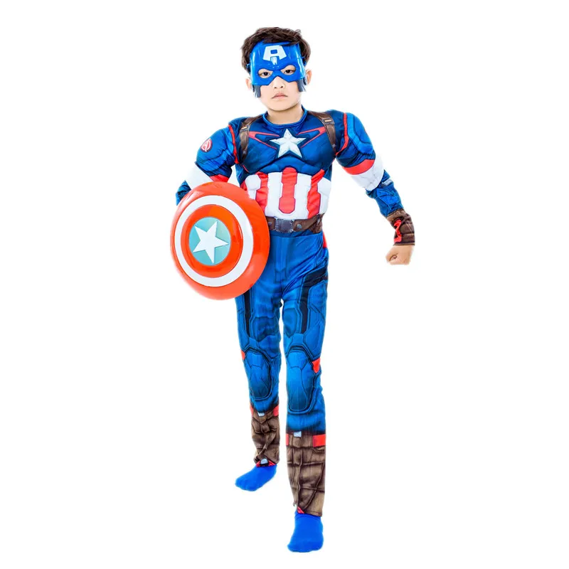

4-12Y Boy Avengers Superhero Captain America Cosplay Costume/Shield Prop Set