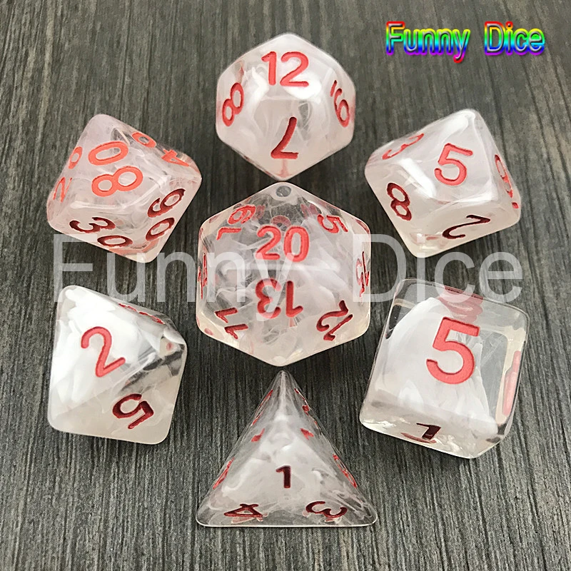 Высокое качество многогранная Туманность синий W белый набор из 7 для игра DnD Plus