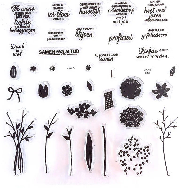 Прозрачные силиконовые штампы 14*14 с голландскими цветами DIY печать для