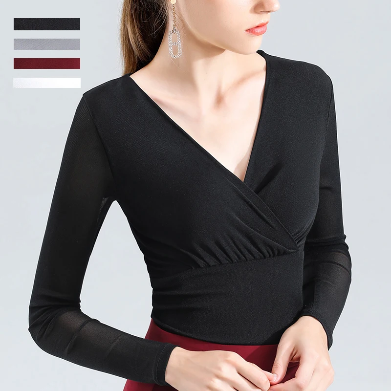 Женский костюм для латиноамериканских танцев осеннее платье-топ 4 цветов с