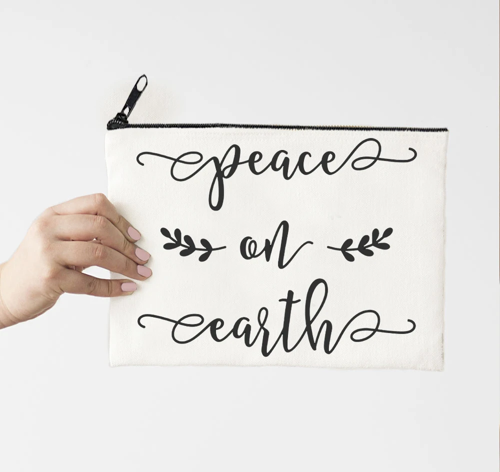 

Christmas Make Up Bag Merry Christmas Fashion Cosmetic Organizer Peace on Earth Makeup Bags Wholesale Love Cute Bag M