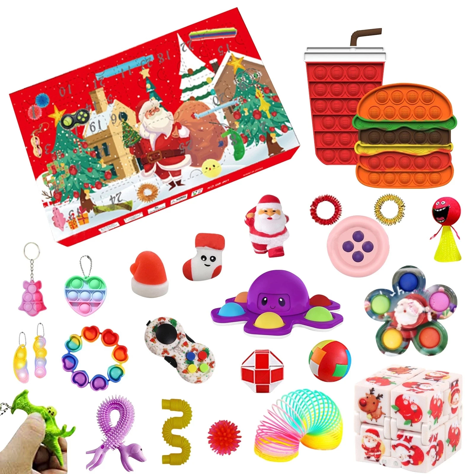 Squid Toys Christmas Advent Calendar Set Fidget Toys Pack Kids Kawaii Kit De Figet Toys  Antistress Simple Dimple Anti StressToy enlarge