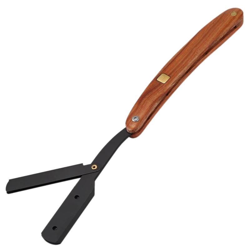 

Stainless Steel Straight Edge Razor Folding Shaver Knife Barber Razor Wooden Handle Facial Hair Eyebrow Beard Shave Shaving Tool
