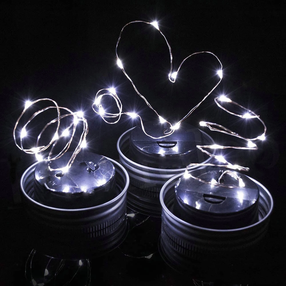 

10 LEDs Fairy Light Solar For Mason Jar Lid Insert Color Changing Garden Decor Christmas Lights Outdoor Wedding Decor 1M