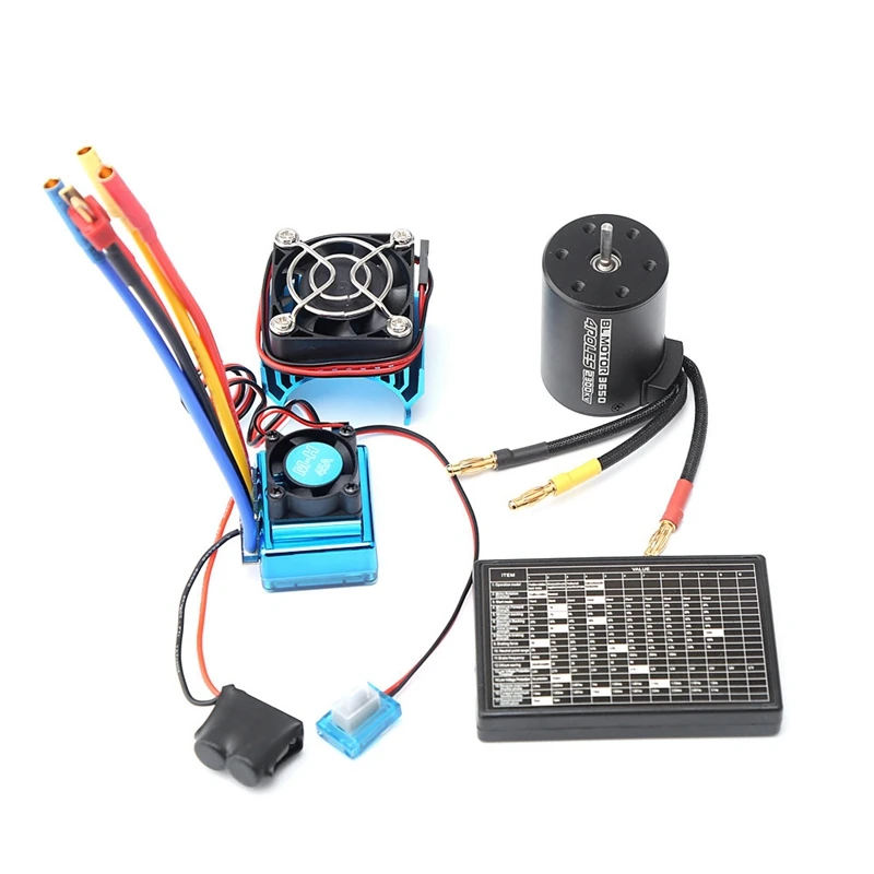 

3650 2300KV Brushless Motor & 60A ESC & Radiator with Program Car Combo for 1:8/1:10 RC Car RC Boat Part