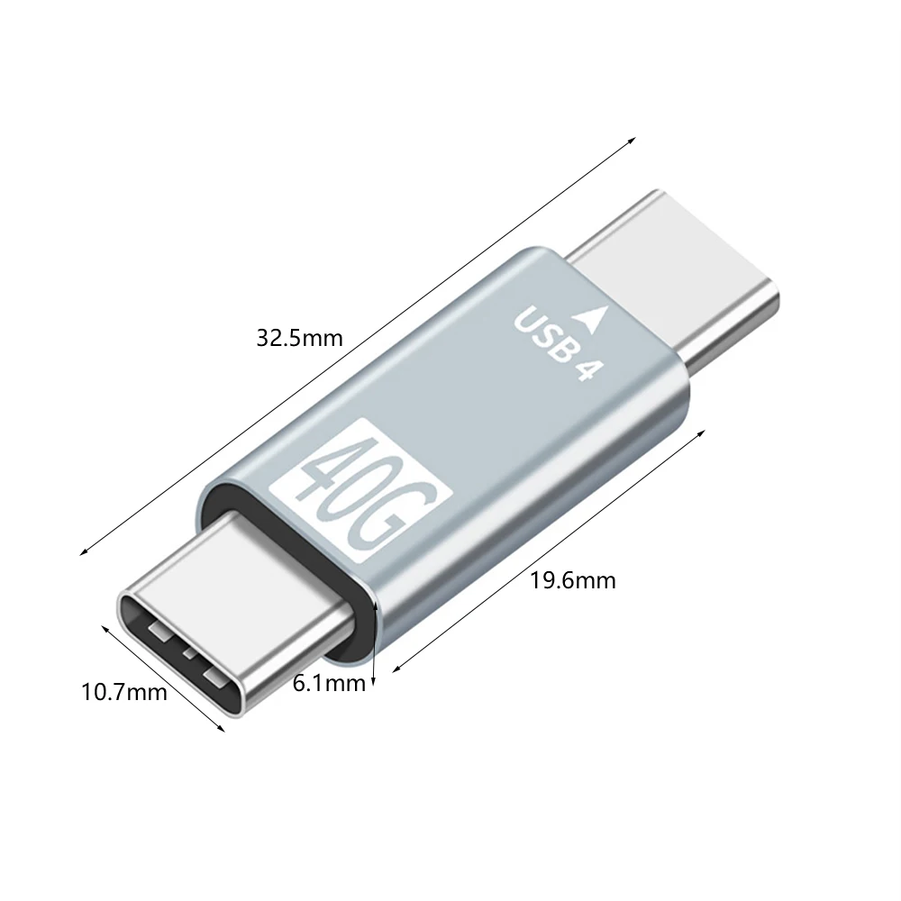 

USB 4.0 Type C Adapter 40Gbps Data Sync Adapter Type-C Male to Male Converter Type-C Extension Cable for Laptop Macbook Tablet