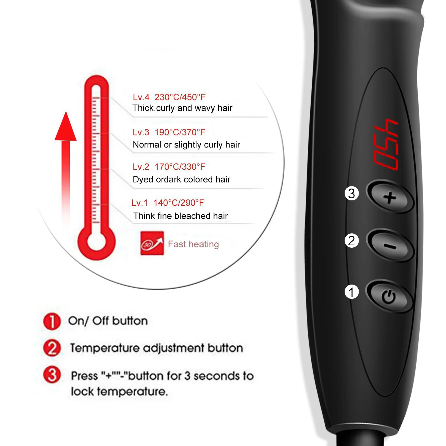 

Tourmaline Ceramic LED Display Negative Ion Hair Straightening Comb