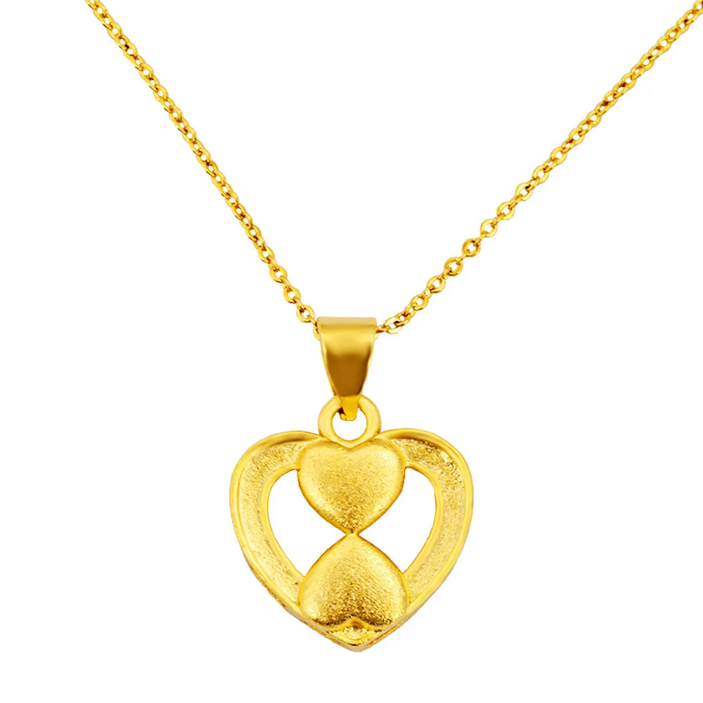 

VAMOOSY Original 24K Gold Necklaces for Women Golden Wedding Love Heart Pendant Choker 2020 Fashion Clavicle Necklace Jewelry