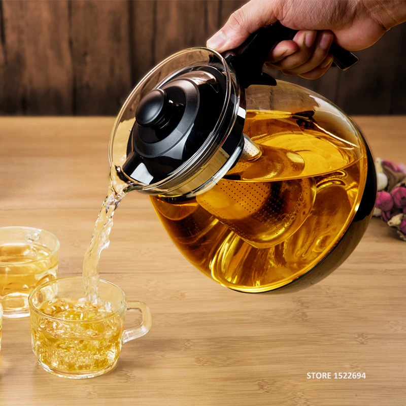 

Optional Teapot 1.6L &2.3L Fashion Glass Teapot Pro Design for Tea Flower with Removable Steel Infuser Filter Premium Tea Kettle