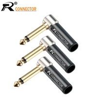 10pcs 14 phonejack unbalance connector right angle 6 35mm jack microphone speaker assembly mono gold plated audio plug