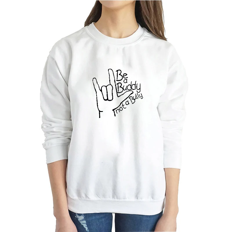 Женская толстовка с круглым вырезом Be A Buddy Not Bully свободная флисовая Толстовка