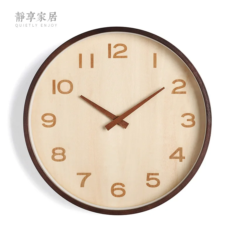 Японский стиль деревянные настенные часы Тихая деревянная игла скандинавские