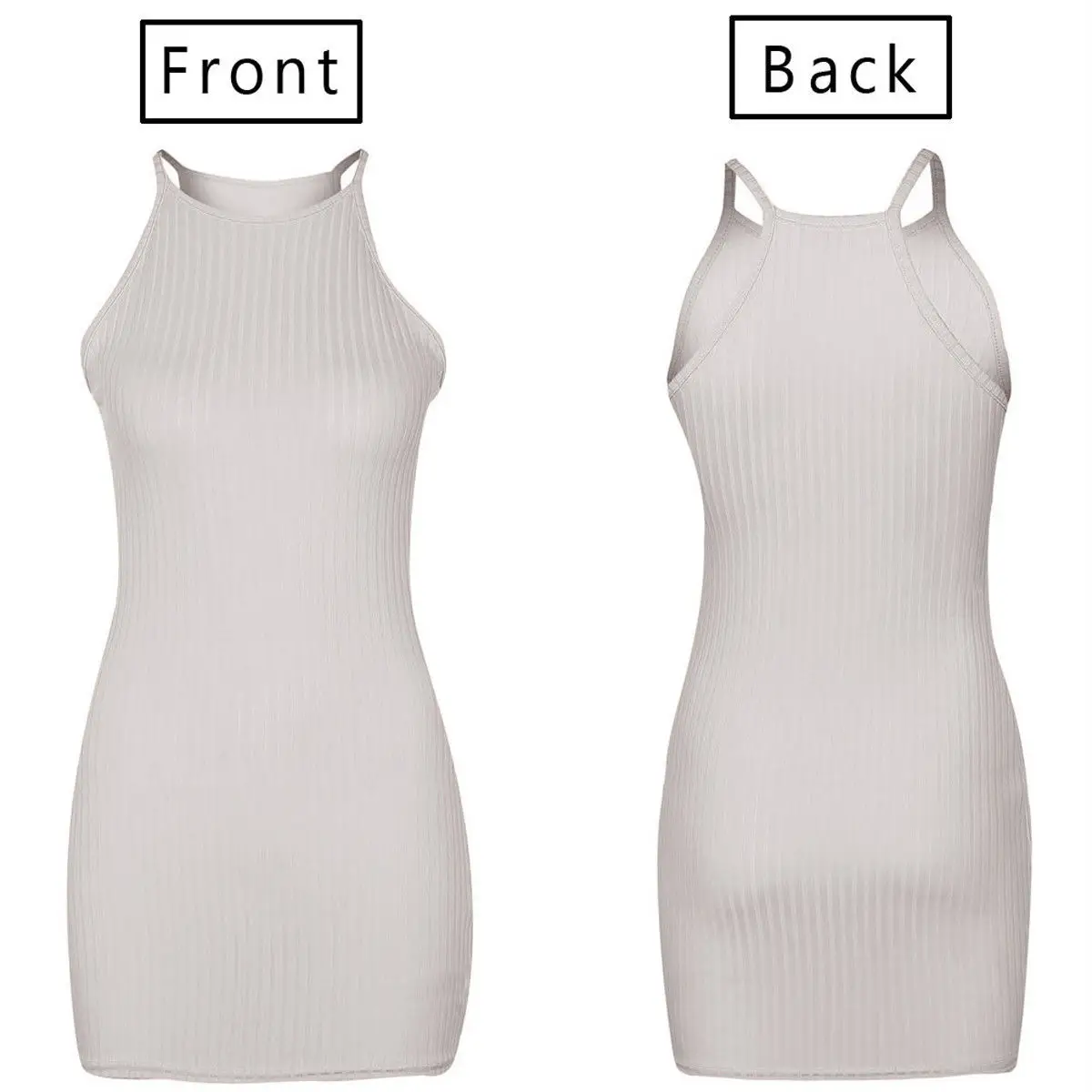 

Women Summer Sexy Bodycon Hot Solid Orange Halter Tank Plain Elegant Sleeveless Slim Lady female Party Dress Vestido