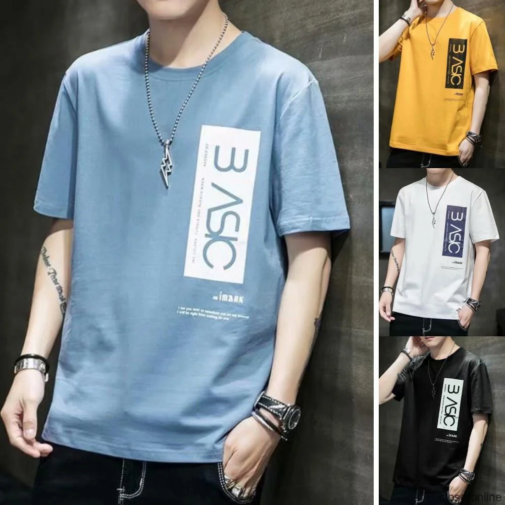 

COD Men Letter Loose T-shirt Summer Regular Fitting Leisure Hot Selling Loose Clothes CL