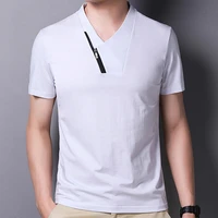 casual short sleeve t shirt men 100 cotton zipper tshirt summer mens clothing special solid t shirt streetwear shirts mts575
