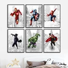 Мстители из комиксов Marvel Холст Картина Капитан Америка Человек-паук плакаты и принты настенные художественные принты для гостиной домашний декор