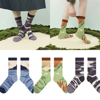 spring and summer original new fashion personality trend men and women cotton socks in tube skateboard landscape river pattern