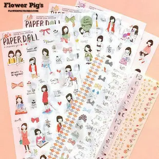 

6 sheets/1lot Kawaii Planner Stickers PaperDoll Girls Transparent diary deco sticky notes/ Note pad note Stationery